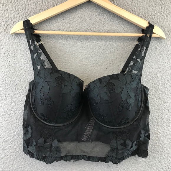 Victoria's Secret Very Sexy Black Lace Lined Balconet Corset Bra 36D - Picture 1 of 9